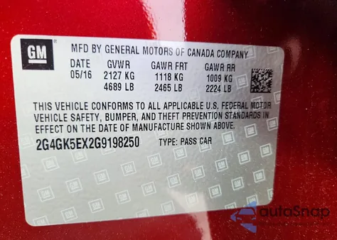 2016 Buick Regal z USA, uszkodzony, nr VIN 2G4GK5EX2G9198250